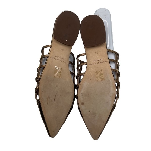 Sigerson Morrison Gold Eddi Caged Mirror Pointed Toe Sandals Size 37 Women’s - Picture 9 of 10